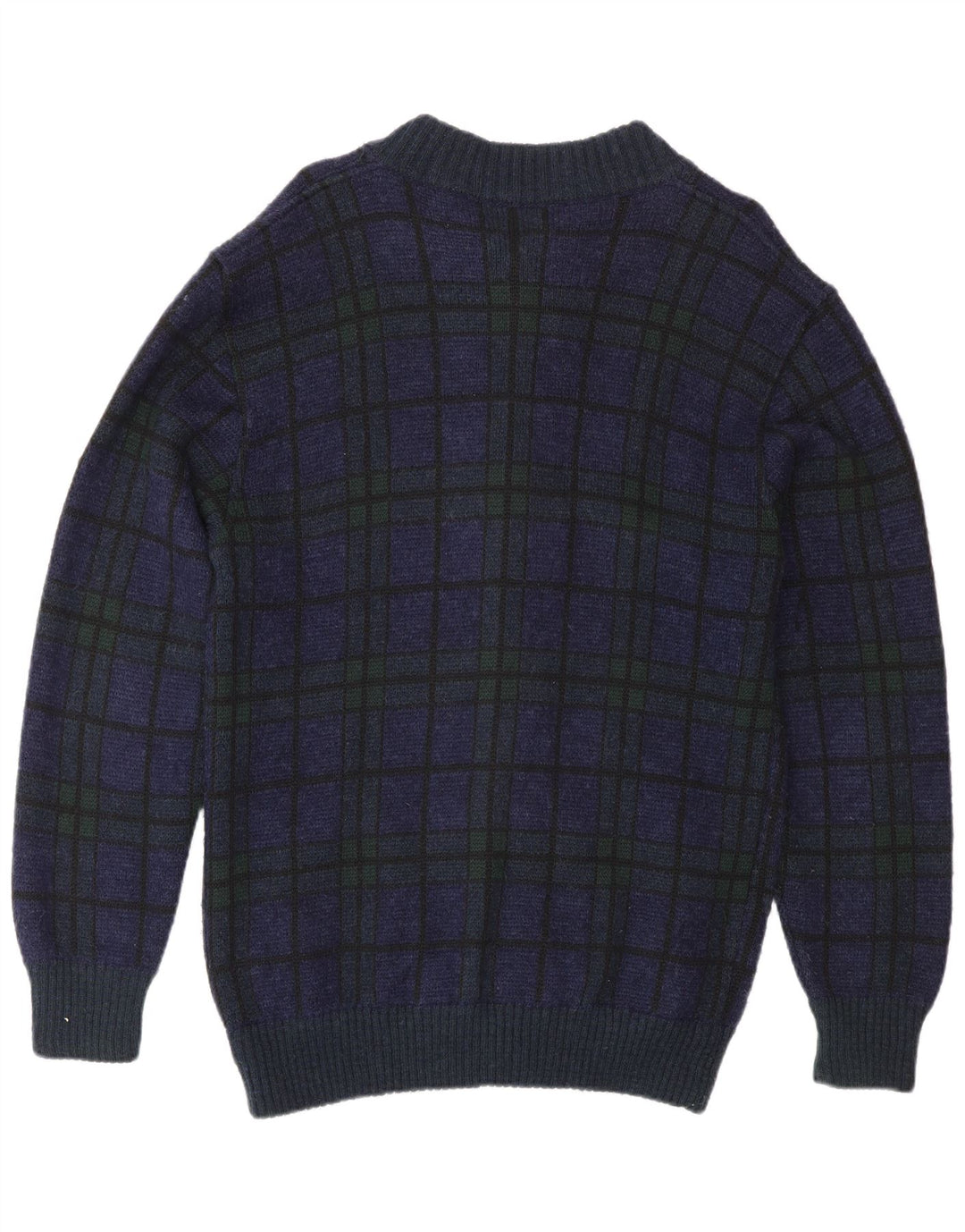 Cardigan Masculino Vintage Médio Azul Marinho Xadrez Poliacrílico