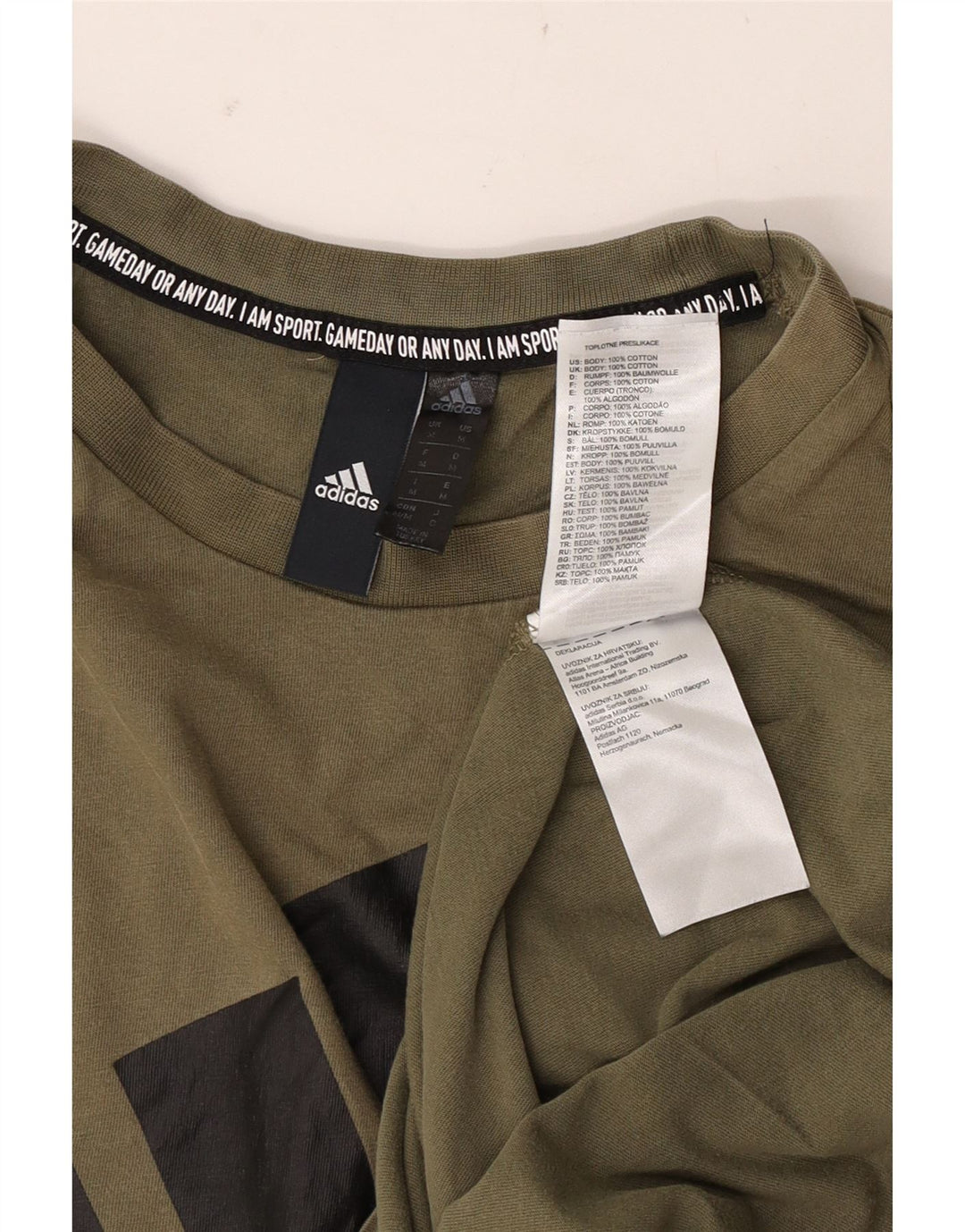 Adidas Mens Graphic T-Shirt Top Médio Algodão Cáqui
