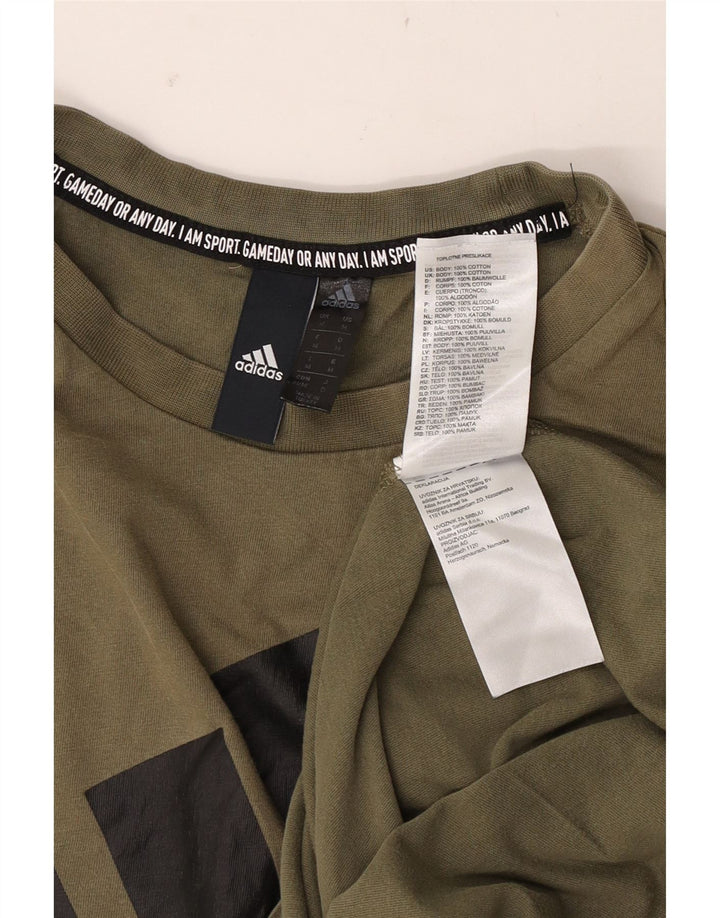 Adidas Mens Graphic T-Shirt Top Médio Algodão Cáqui