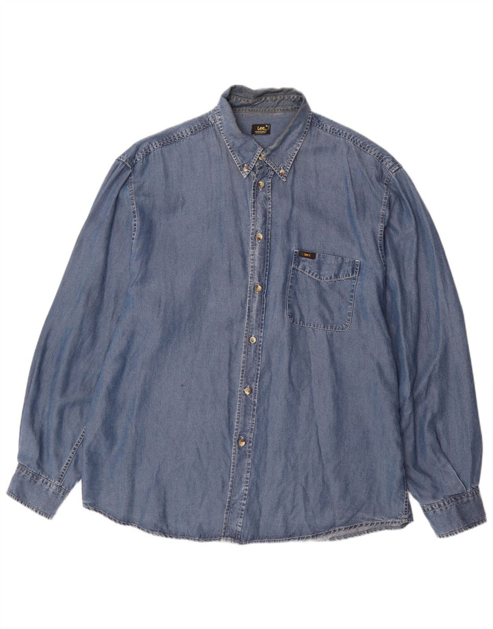 Camisa masculina LEE XL azul Tencel