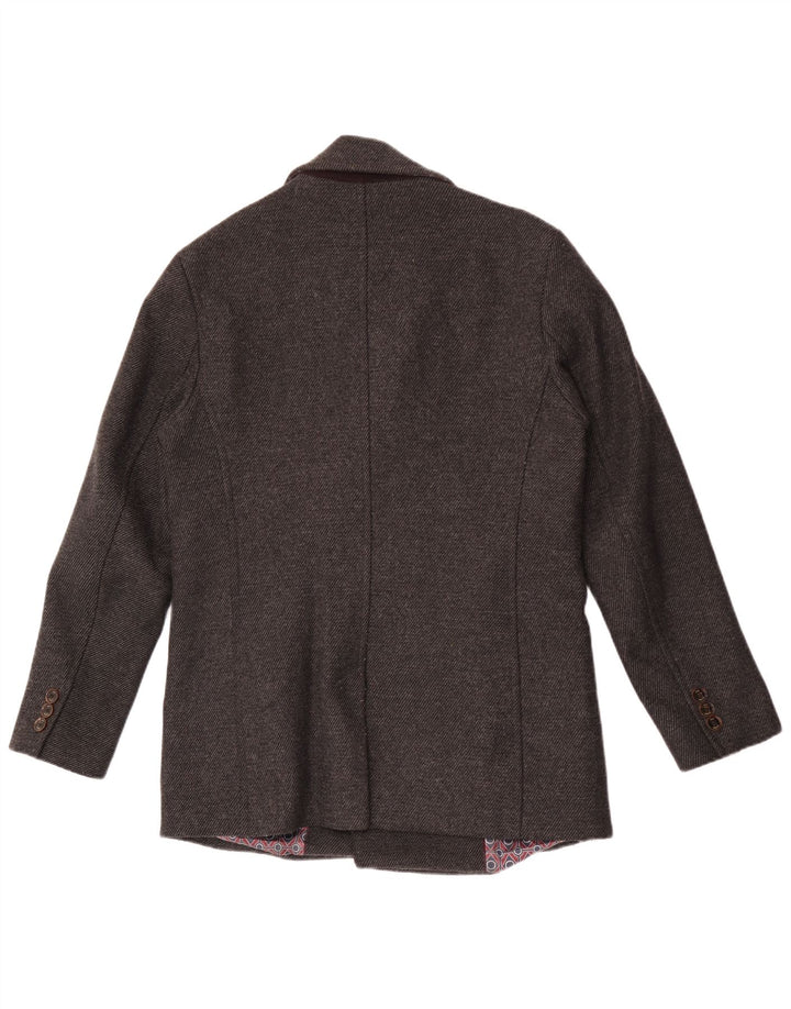 Casaco masculino Ted Baker Pea tamanho 3 lã cinza médio