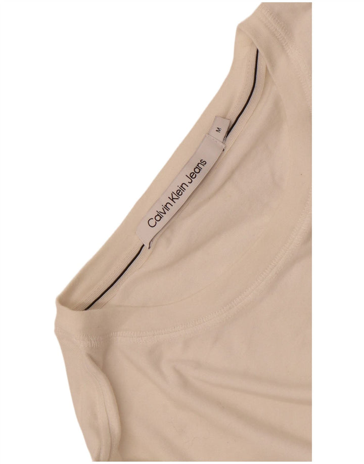 Calvin Klein Jeans Camiseta masculina gráfica Top Médio Off White