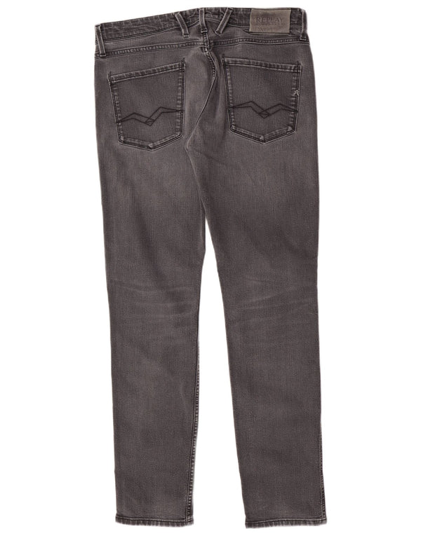 Replay Jeans Slim Feminino W33 L32 Algodão Cinza