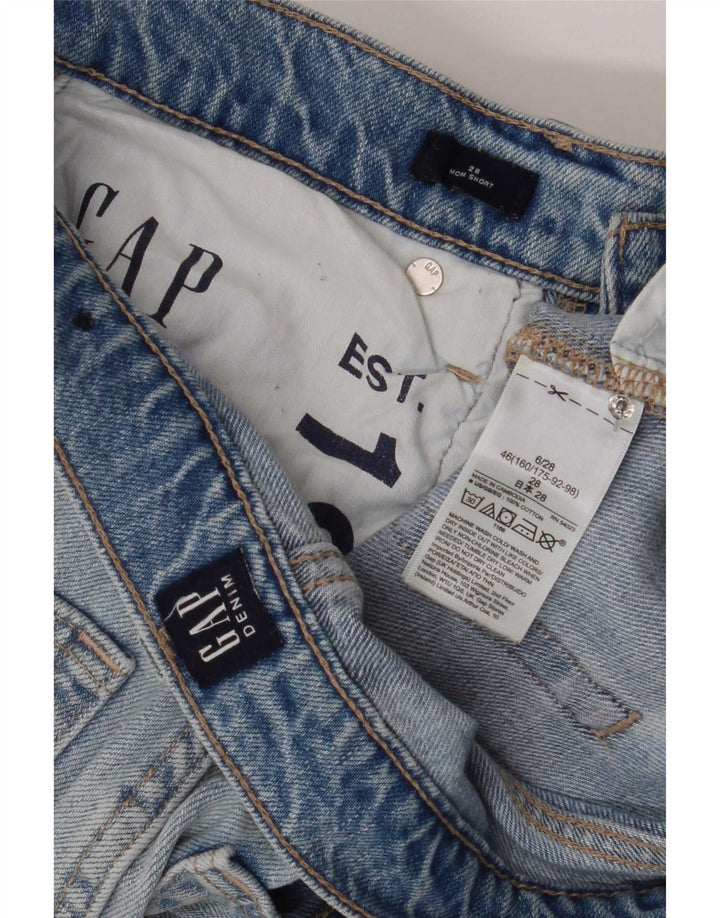 Shorts jeans feminino Gap desgastado médio W28 algodão azul