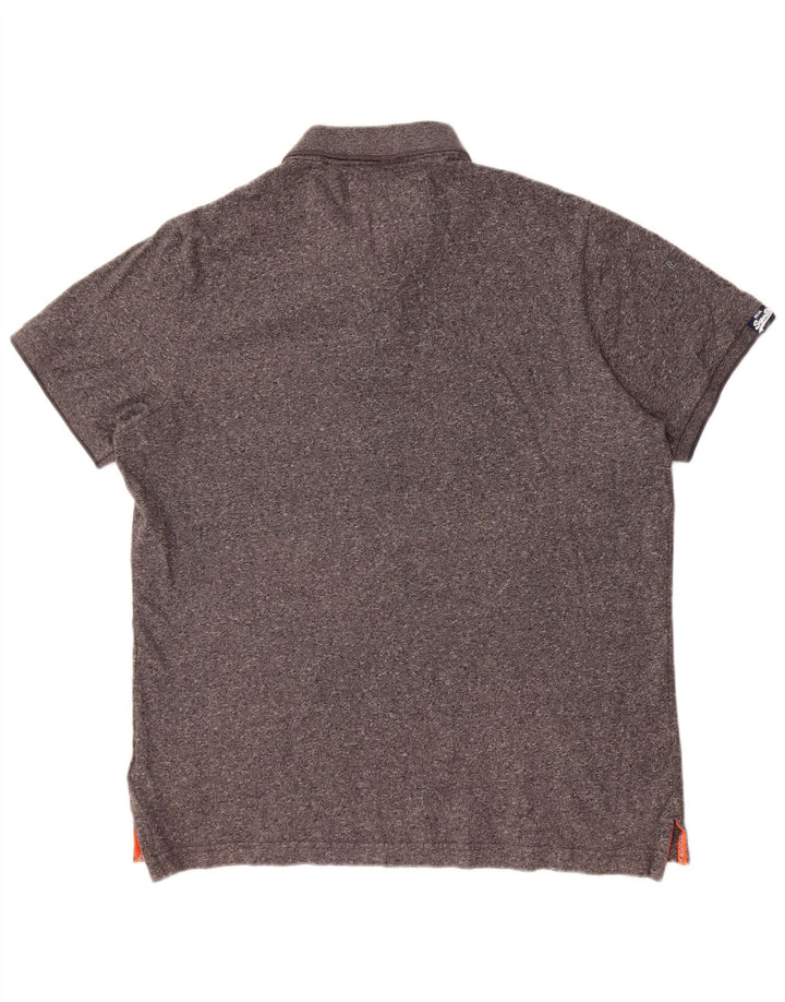 Camisa polo masculina Superdry 3XL algodão manchado cinza