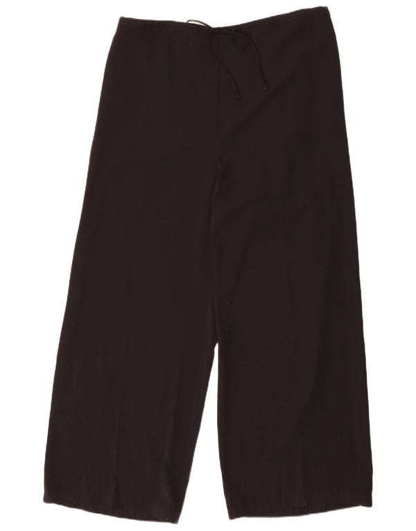 Calça feminina Marks & Spencer com pernas largas UK 20 2XL W42 L30 poliéster preto