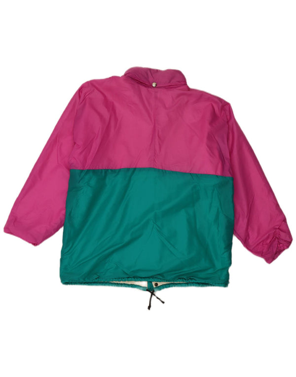 Jaqueta de chuva masculina vintage UK 38 poliéster colorblock rosa médio