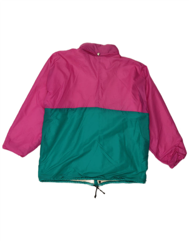 Jaqueta de chuva masculina vintage UK 38 poliéster colorblock rosa médio