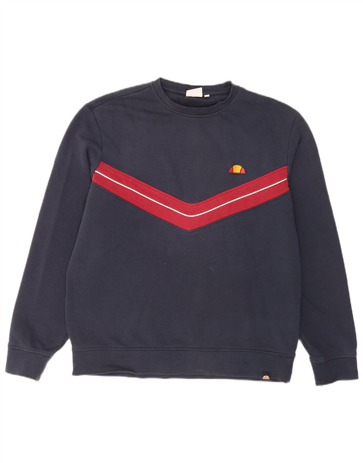 Ellesse moletom masculino jumper médio azul marinho algodão colorblock