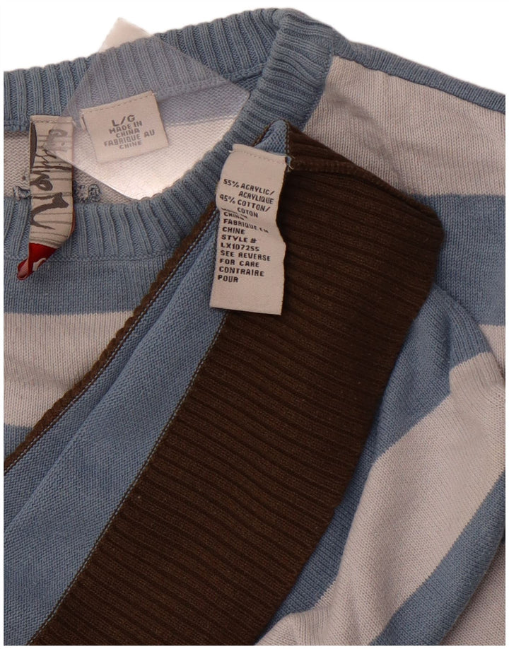 Suéter masculino QUIKSILVER com gola redonda, grande acrílico listrado azul