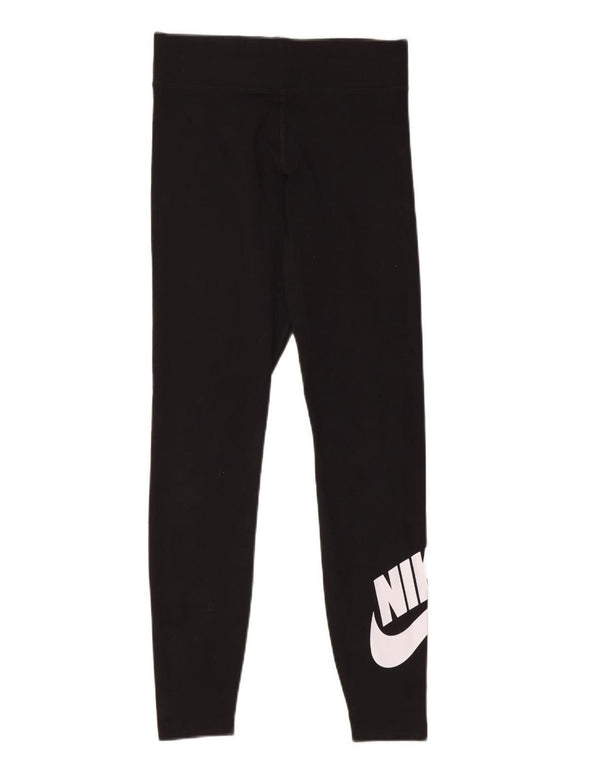 NIKE Womens Graphic Leggings UK 8 Small Black Cotton