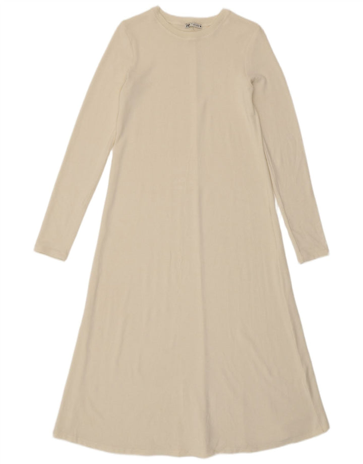 Vestido maxi jumper feminino Zara Reino Unido 10 pequeno branco