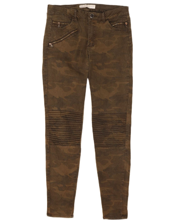 Calça jeans skinny feminina Zara EU 36 XS W26 L28 camuflagem cáqui