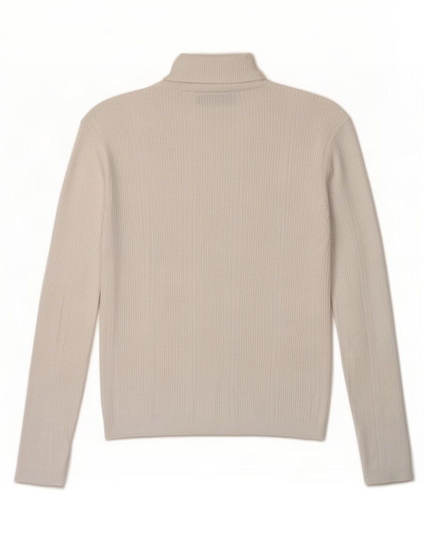 Top curto feminino Marks & Spencer manga comprida Reino Unido 8 viscose branca pequena