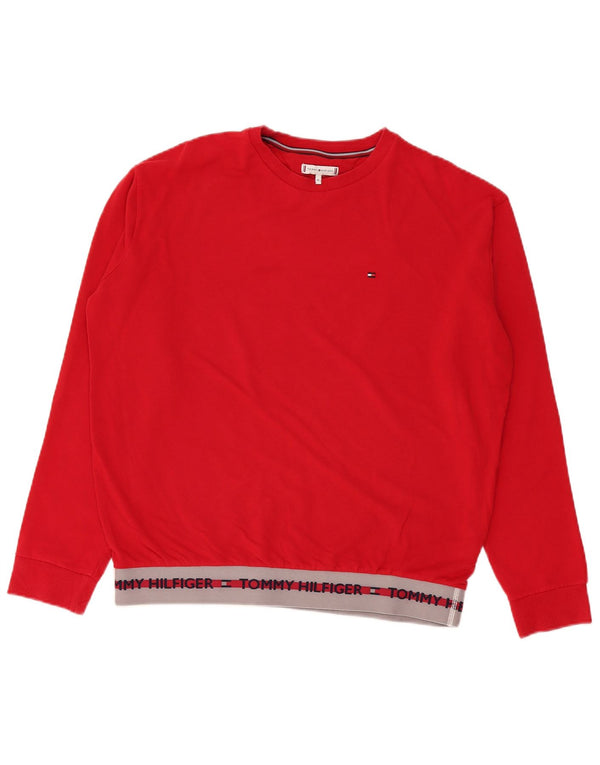 Tommy Hilfiger moletom gráfico masculino Jumper XL vermelho colorblock algodão