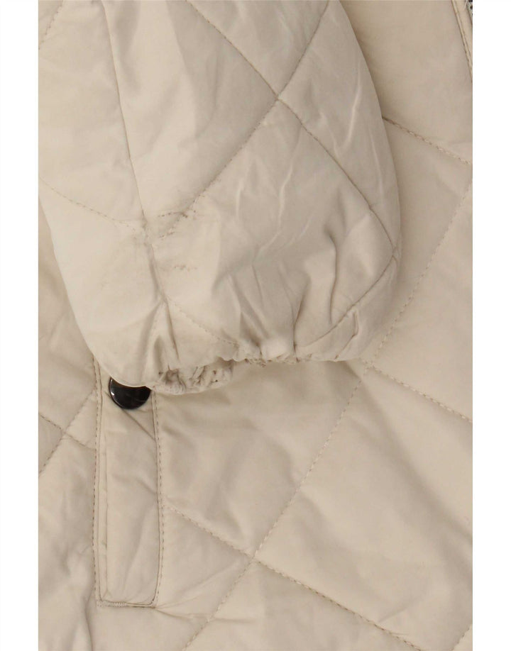 Jaqueta feminina acolchoada com capuz Marks & Spencer Reino Unido 12 poliéster branco médio