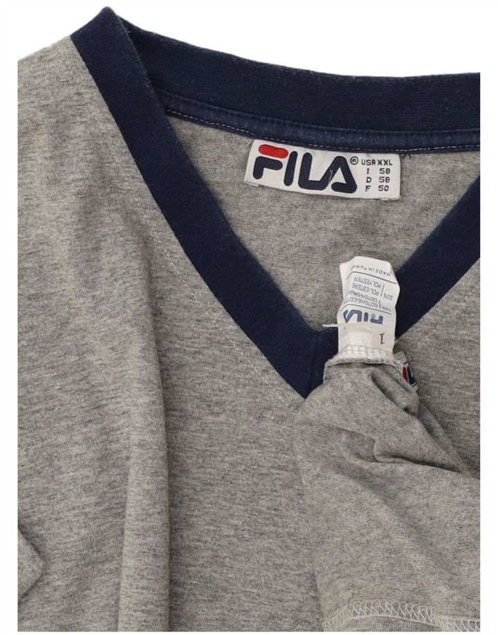 Camiseta masculina Fila Top 2XL algodão manchado cinza