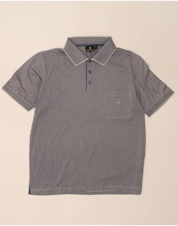 Camisa polo masculina Navigare grande azul risca de giz algodão náutico