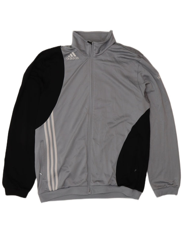 ADIDAS Mens Tracksuit Top Jacket UK 46/48 XL Cinza Poliéster