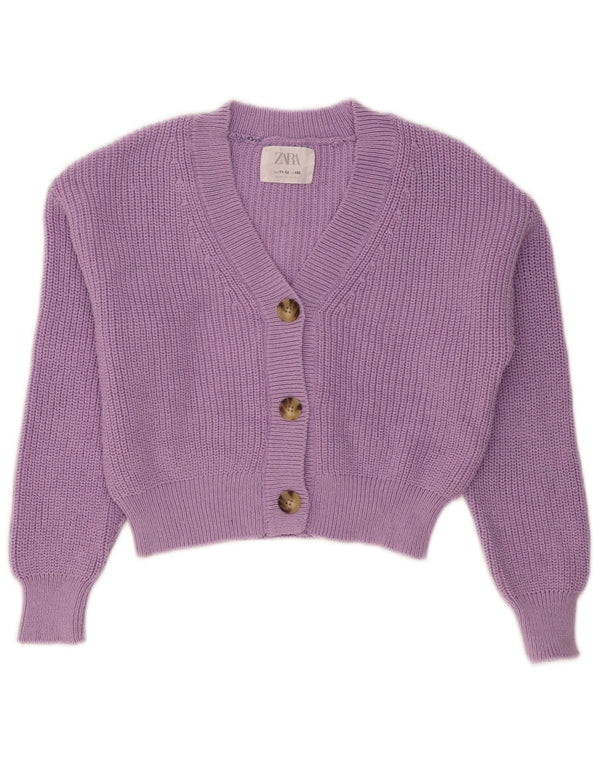 Suéter Zara Girls Crop Cardigan 11-12 Anos Roxo