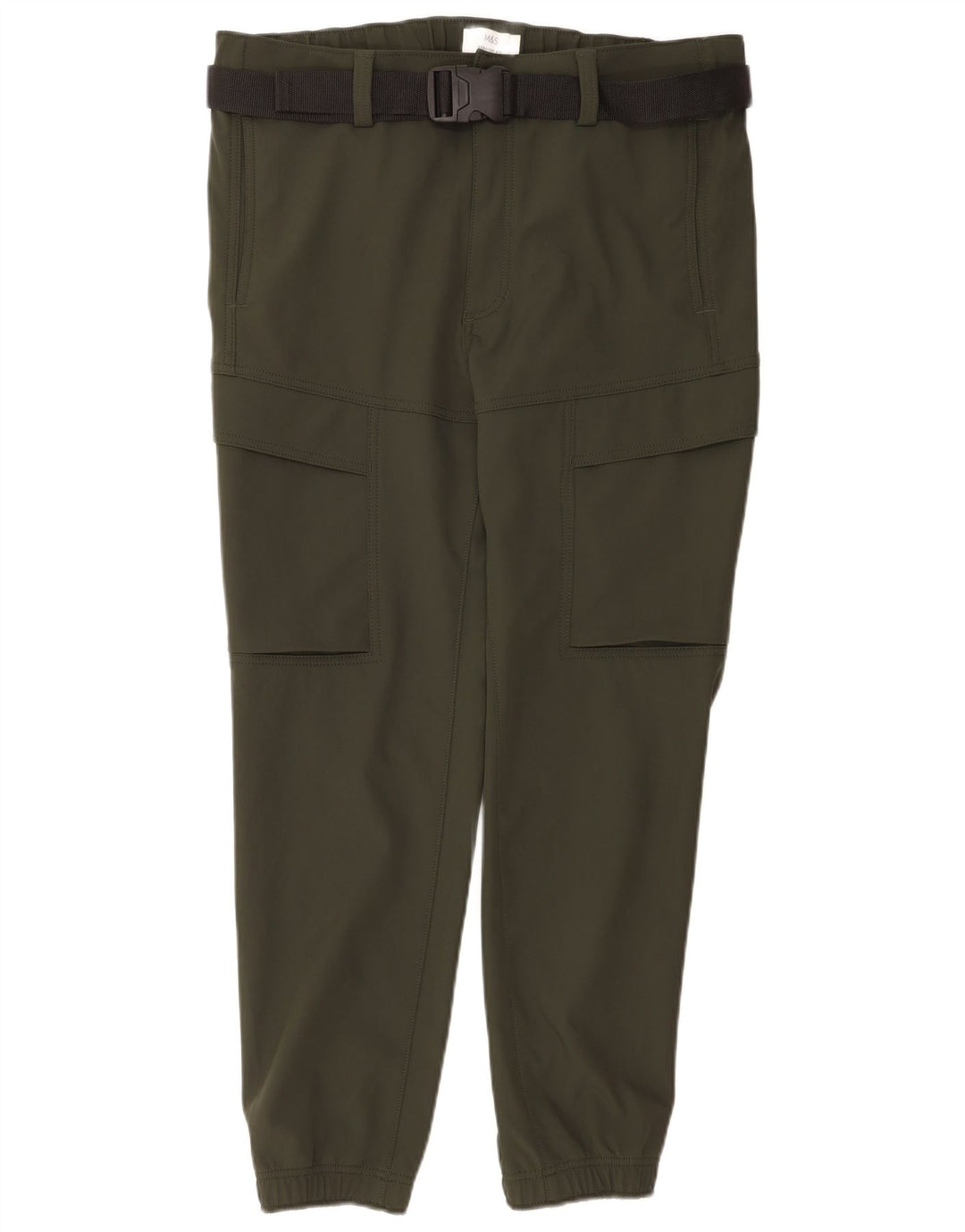 Calça cargo reta masculina Marks & Spencer W36 L31 poliéster cáqui