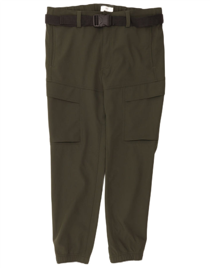 Calça cargo reta masculina Marks & Spencer W36 L31 poliéster cáqui