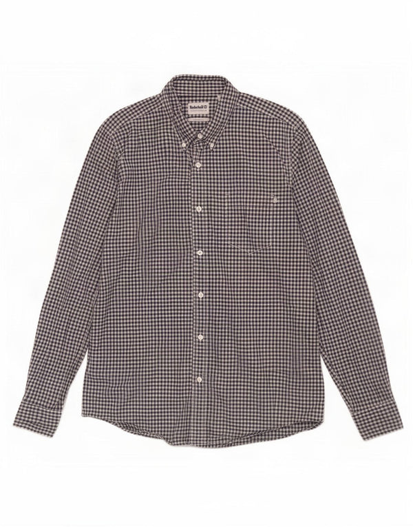 Camisa masculina Timberland Regular Fit média preta algodão guingão
