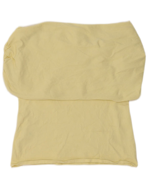 Zara Womens Off Ombro Top UK 16 Grande Viscose Amarela