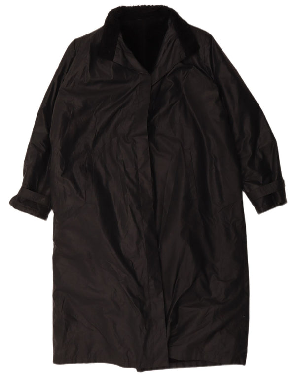 Sobretudo feminino sherpa solto vintage UK 14 poliéster preto grande
