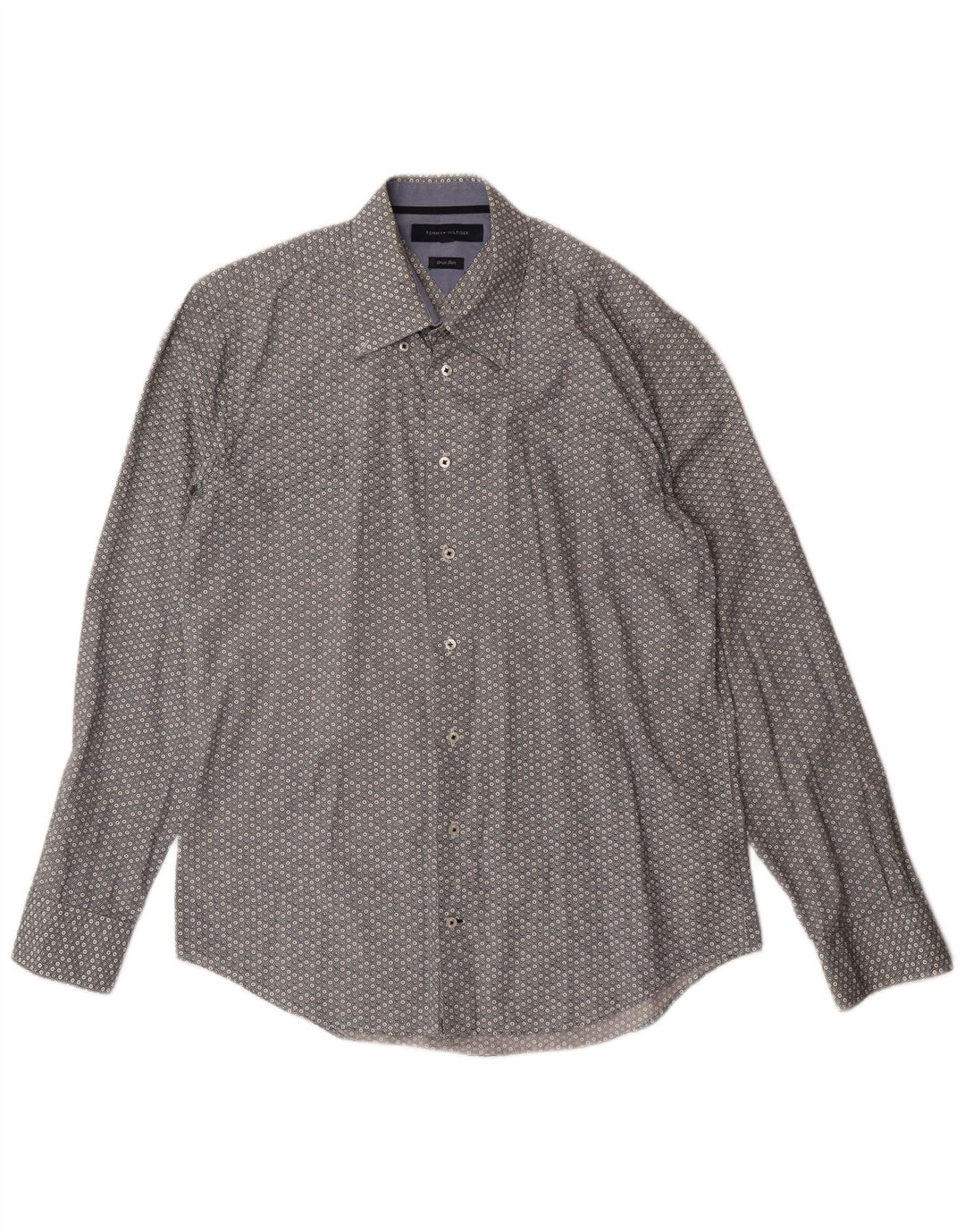 Camisa masculina TOMMY HILFIGER grande algodão manchado cinza