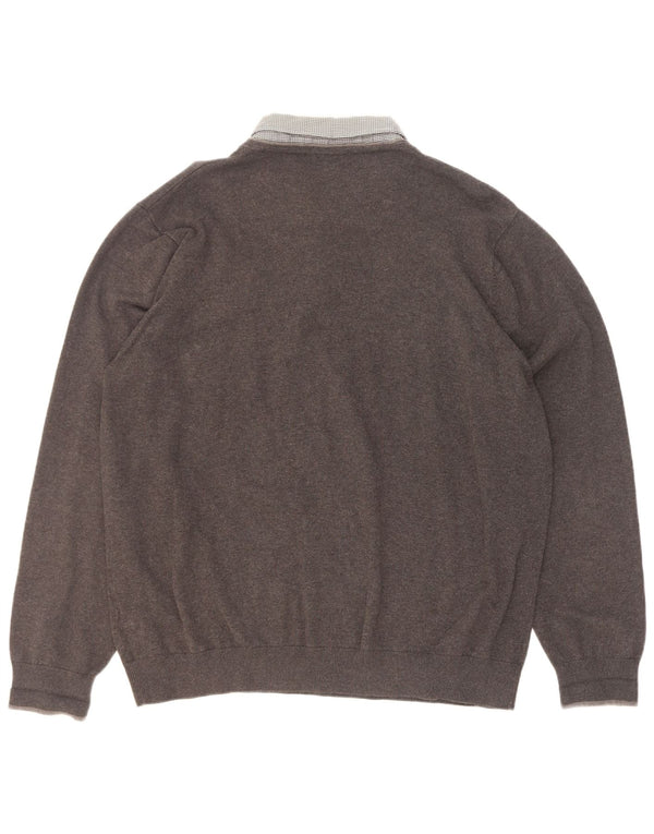 Suéter masculino Marks & Spencer com ajuste regular e decote em V XL algodão cinza
