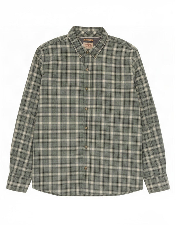 Camisa masculina de flanela de ajuste regular Fat Face XL algodão xadrez verde