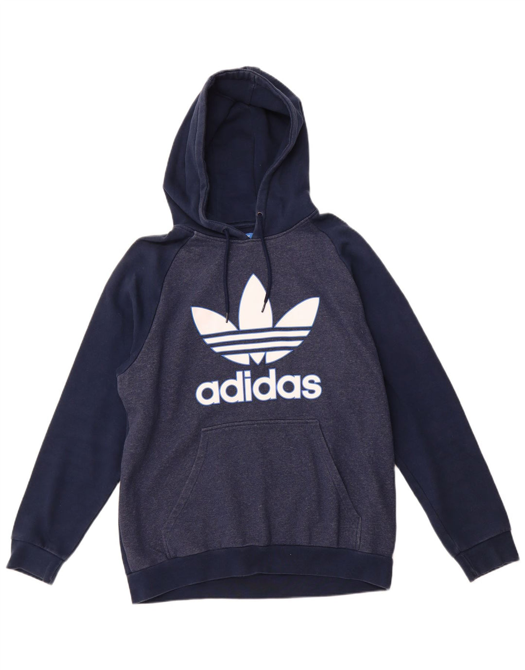 ADIDAS Mens Graphic Hoodie Jumper Grande Algodão Azul Marinho
