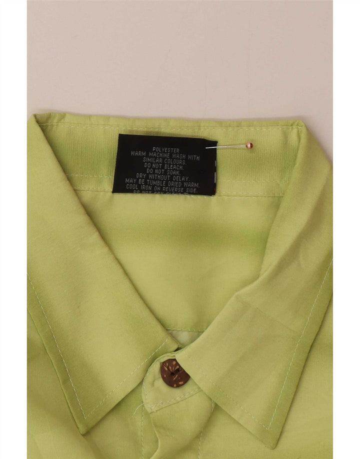 Camisa masculina de manga curta gráfica Lowes grande verde poliéster havaiano