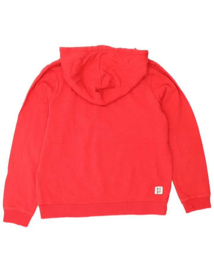 ROXY moletom com capuz gráfico feminino UK 14 algodão vermelho médio