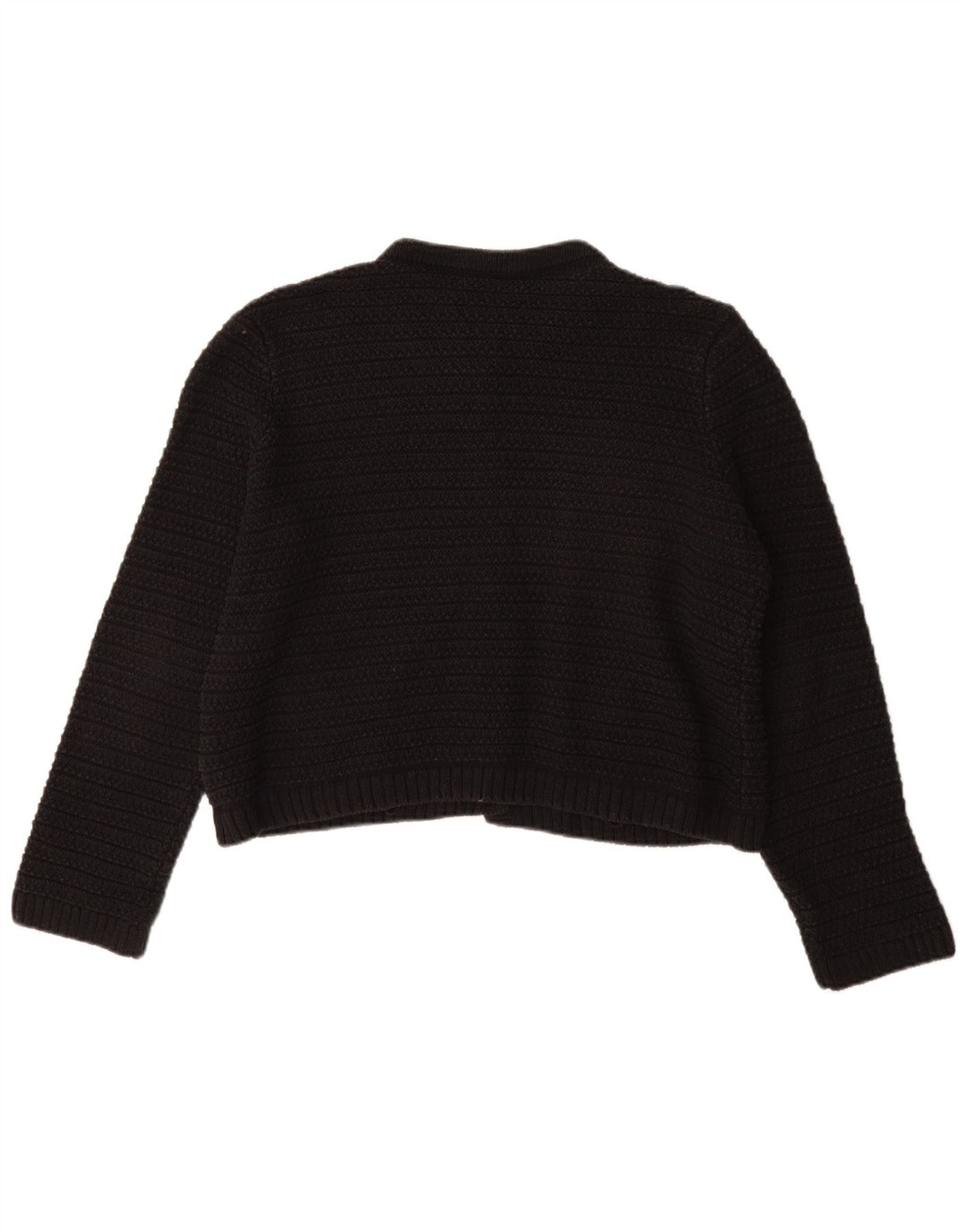 Suéter cardigã feminino Marks & Spencer Reino Unido 14 algodão preto médio