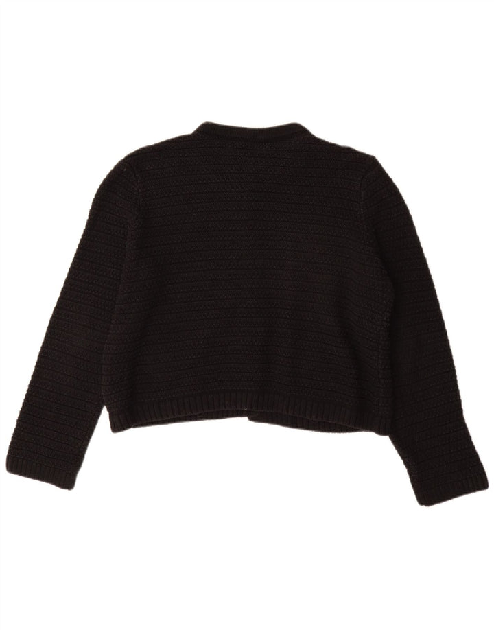 Suéter cardigã feminino Marks & Spencer Reino Unido 14 algodão preto médio