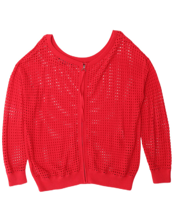 Suéter cardigã feminino grande da French Connection Reino Unido 14 vermelho médio