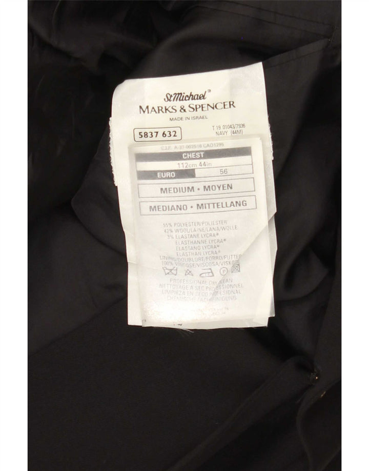 Jaqueta blazer masculina de 2 botões Marks & Spencer Reino Unido 44 XL azul marinho poliéster