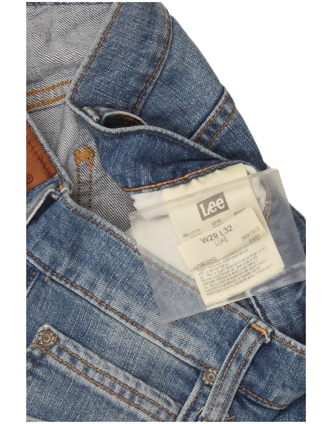 Lee Womens Luke Distressed Slim Jeans W29 L32 Azul Algodão