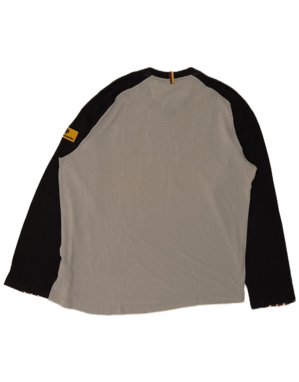 Adidas Mens Graphic Top Manga Longa Reino Unido 44/46 Grande Cinza Colourblock Modal