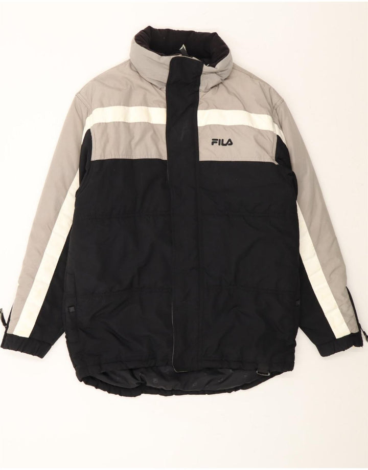 Jaqueta acolchoada masculina FILA UK 38 poliamida colorblock preta média