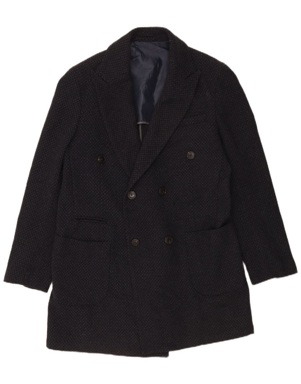 Jaqueta blazer masculina Sirmoney com peito duplo IT 52 XL azul marinho lã manchada