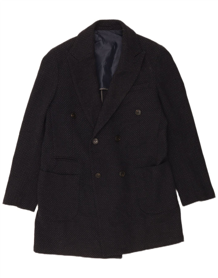 Jaqueta blazer masculina Sirmoney com peito duplo IT 52 XL azul marinho lã manchada