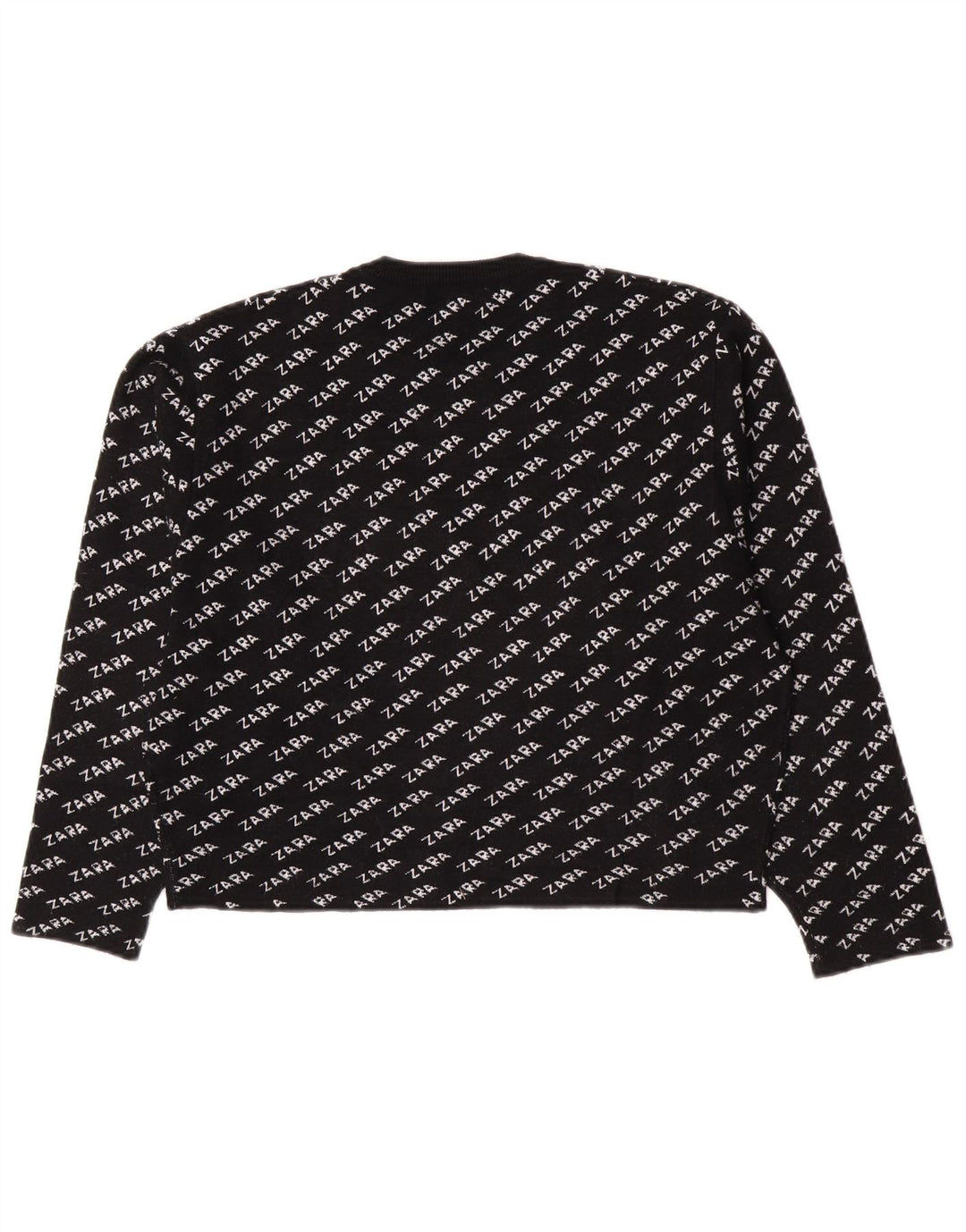 Zara Suéter feminino com gola redonda e gola redonda, Reino Unido 14 Médio Preto