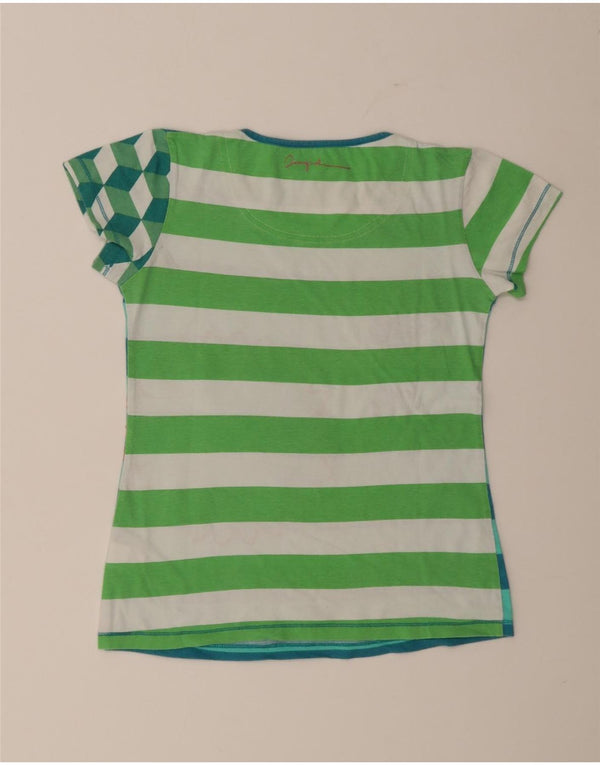 Desigual Camiseta Gráfica Menina 13-14 Anos Algodão Listrado Verde