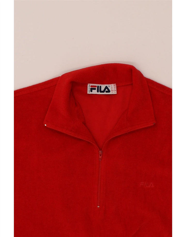 FILA Mens Zip Neck Fleece Jumper Small Red Vintage Fila and Second-Hand Fila from Messina Hembry 