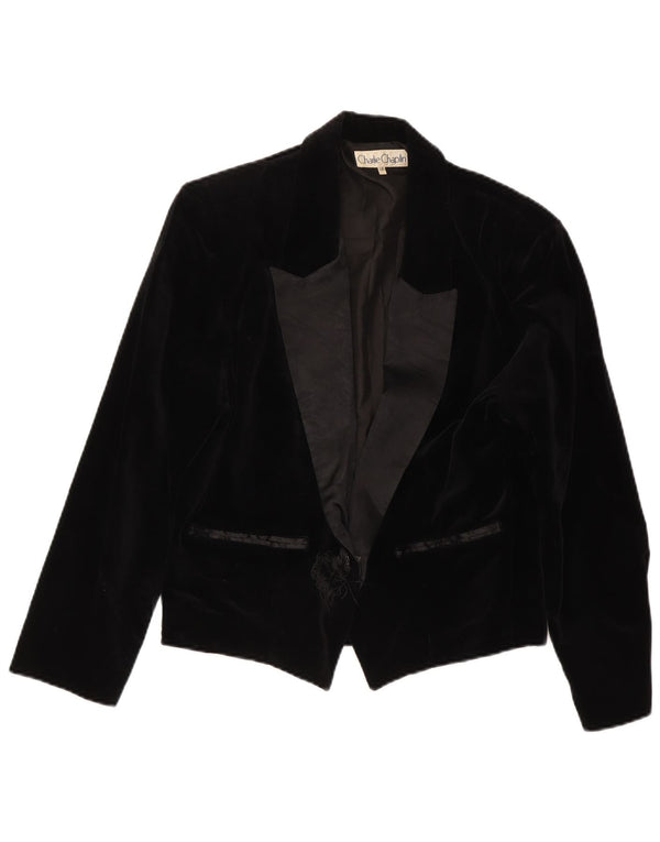 Charlie Chaplin Womens Velvet 1 Button Blazer Jacket IT 46 Large Black