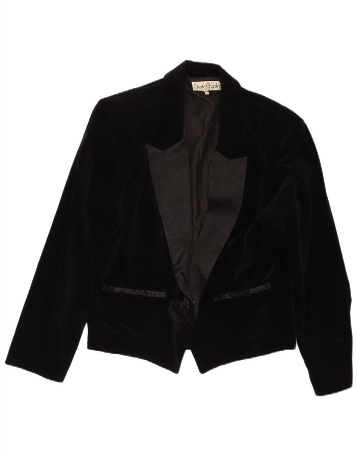 Jaqueta blazer feminina de veludo com 1 botão Charlie Chaplin IT 46 grande preta