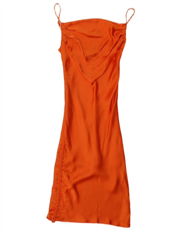Vestido slip feminino Zara UK 4 XS laranja poliéster